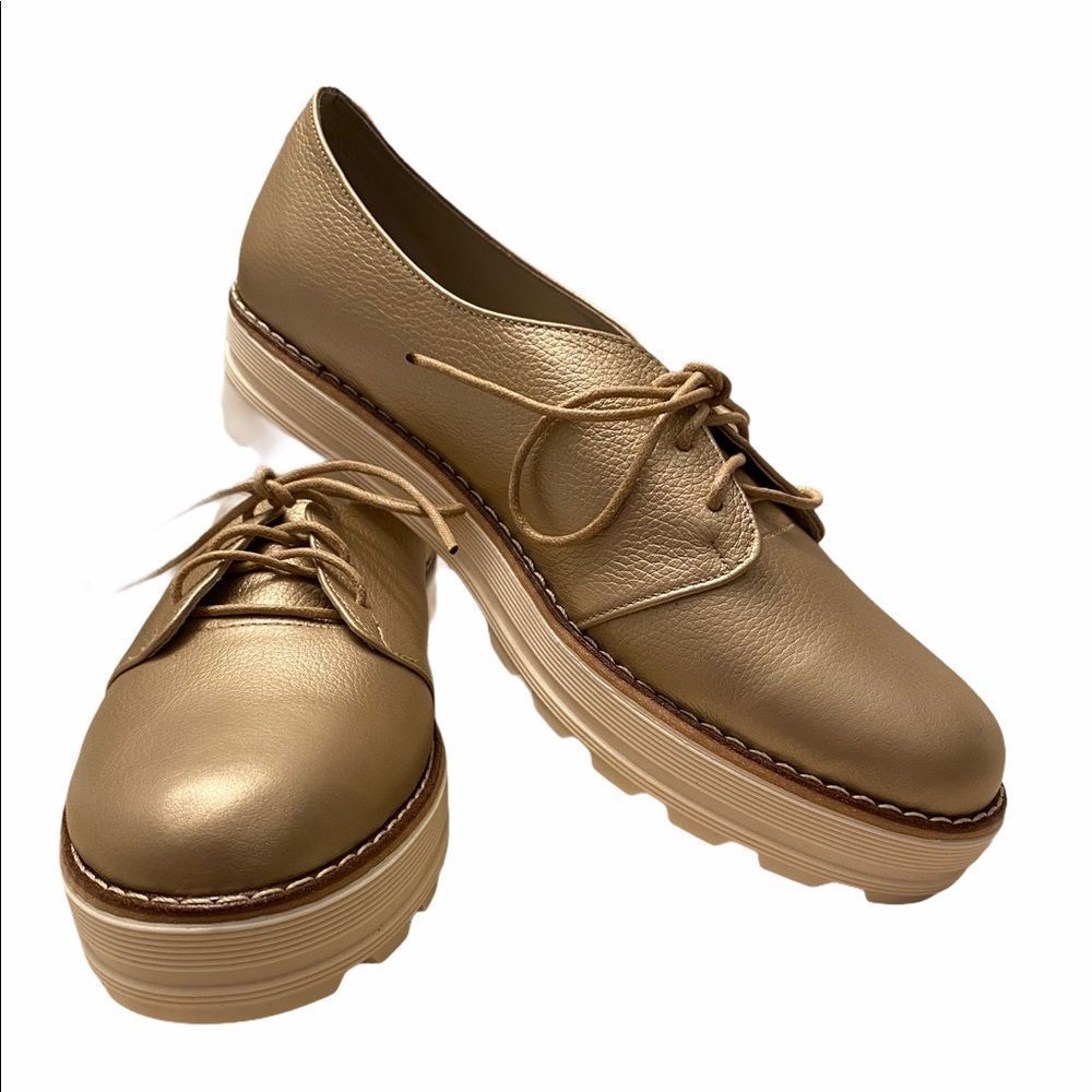 NEW GOLD LEATHER OXFORDS